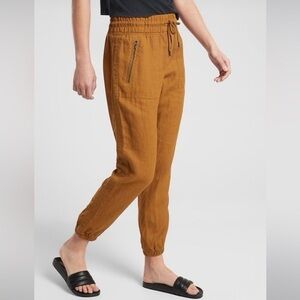 Athleta Cabo Linen Jogger-Toasted Ochre-Women Size 2